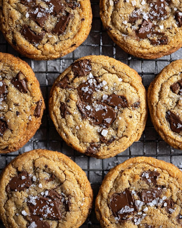 "chocolate chunk cookies topped with sea salt"